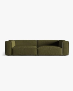 CANAPEA CU 5 LOCURI, NURIA MELANJ VERDE MUSCHI, 290X110 CM, TAPITAT CU TAPITERIE DIN TEXTIL CATIFEA PARIS, MICADONI