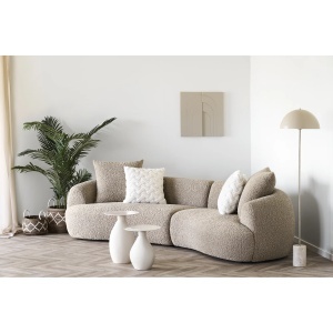 CANAPEA DALI CU 4 PERINI 302CM, DIN LEMN SI TEXTIL BOUCLE, CULOARE MARO DESCHIS, HOUSE NORDIC - Img 2