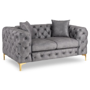 CANAPEA DEOSEBITA 2 LOCURI, ARTIM MEBLE, MATERIAL TEXTIL( CATIFEA) SI SUPORT METALIC, CULOARE GRI/AURIU, STIL MODERN - Img 10
