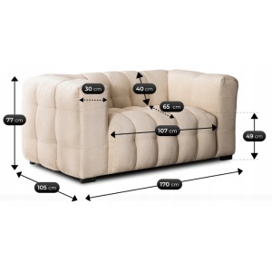 CANAPEA ELEGANTA 2 LOCURI, ARTIM MEBLE, MATERIAL TEXTIL SI LEMN, CULOARE CREM, STIL MODERN - Img 5