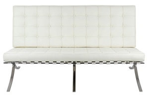 CANAPEA ELEGANTA BARCELON, ALBA/CROM, CONFECTIONATA DIN METAL SI PIELE NATURALA ITALIANA, STIL MODERN - Img 2