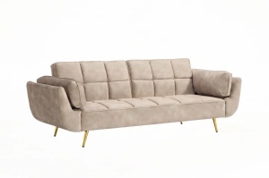 CANAPEA EXTENSIBILA BOUTIQUE 215CM, 3 LOCURI, REALIZATA DIN LEMN MASIV SI CATIFEA , CULOARE BEJ, INVICTA INTERIOR