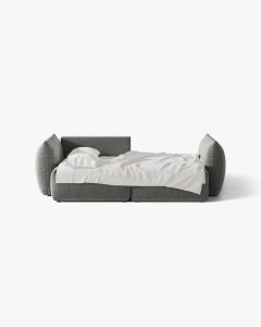 CANAPEA EXTENSIBILA CU 3 LOCURI, BLOOM, 232 CM, GRI, CU TAPITERIE DIN TEXTIL CATIFEA CASINO, MICADONI - Img 4
