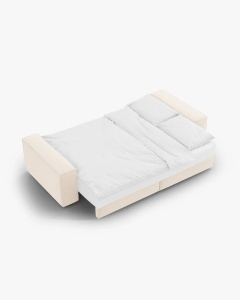CANAPEA EXTENSIBILA CU 3 LOCURI, JODIE, 107X472 CM, ADANCIME SCAUN 62 CM, BEJ DESCHIS, TAPITAT CU TAPITERIE DIN TEXTIL CATIFEA BLUVEL, MICADONI - Img 2