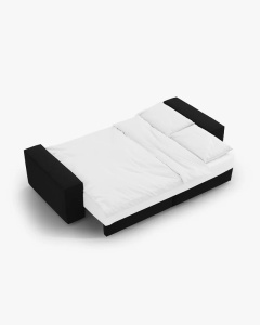 CANAPEA EXTENSIBILA CU 3 LOCURI, JODIE, 107X472 CM, ADANCIME SCAUN 62 CM, NEGRU, TAPITAT CU TAPITERIE DIN TEXTIL CATIFEA BLUVEL, MICADONI - Img 2