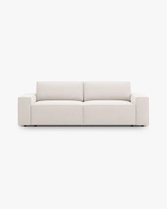 CANAPEA EXTENSIBILA CU 3 LOCURI, JODIE, 107X472 CM, ADANCIME SCAUN 62 CM, BEJ DESCHIS, TAPITAT CU TAPITERIE DIN TEXTIL STRUCTURAT MEGAN, MICADONI