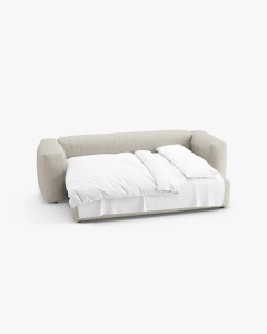 CANAPEA EXTENSIBILA, CU 3 LOCURI, MARTINA, BEJ, 264 CM, CU TAPITERIE DIN TEXTIL BOUCLE MONET, MICADONI - Img 5