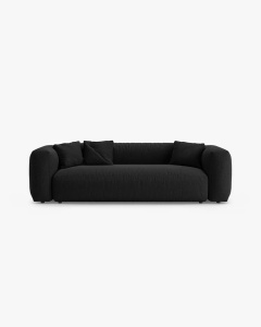 CANAPEA EXTENSIBILA, CU 3 LOCURI, MARTINA, NEGRU, 264 CM, CU TAPITERIE DIN TEXTIL STRUCTURAT BOSTON, MICADONI