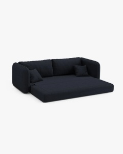 CANAPEA EXTENSIBILA DORMI, ALBASTRU ROYAL, 225X94 CM, TAPITAT CU TAPITERIE DIN TEXTIL STRUCTURAT MOLYBDEN, MICADONI - Img 4