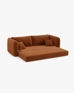 CANAPEA EXTENSIBILA DORMI, CARAMIZIU, 225X94 CM, TAPITAT CU TAPITERIE DIN TEXTIL CATIFEA SALVADOR, MICADONI - Img 4