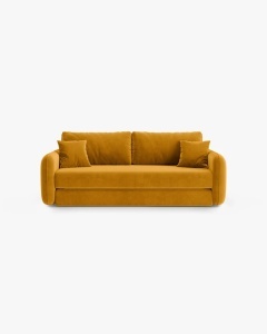 CANAPEA EXTENSIBILA DORMI, GALBEN, 225X94 CM, TAPITAT CU TAPITERIE DIN TEXTIL CATIFEA SALVADOR, MICADONI