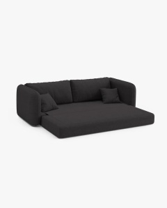 CANAPEA EXTENSIBILA DORMI, GRI ANTRACIT, 225X94 CM, TAPITAT CU TAPITERIE DIN TEXTIL STRUCTURAT MOLYBDEN, MICADONI - Img 4