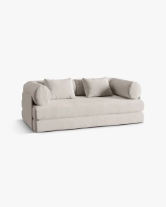 CANAPEA EXTENSIBILA DREAMY, CU 3 LOCURI, BEJ, 206X95 CM, TAPITAT CU TAPITERIE DIN TEXTIL CATIFEA SALVADOR, MICADONI - Img 3