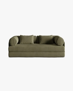 CANAPEA EXTENSIBILA DREAMY, CU 3 LOCURI, VERDE, 206X95 CM, TAPITAT CU TAPITERIE DIN TEXTIL CATIFEA SALVADOR, MICADONI