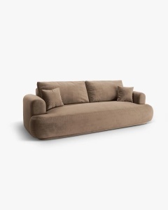 CANAPEA EXTENSIBILA ELLA, BEJ INCHIS, 253X108 CM, TAPITAT CU TAPITERIE DIN TEXTIL CATIFEA VOGUE, MICADONI - Img 2