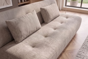 CANAPEA EXTENSIBILA ELYPSE 200CM, 3 LOCURI, REALIZATA DIN LEMN MASIV SI TEXTIL CHENILLE, CULOARE GRI, INVICTA INTERIOR - Img 2