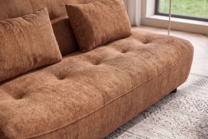 CANAPEA EXTENSIBILA ELYPSE 200CM, 3 LOCURI, REALIZATA DIN LEMN MASIV SI TEXTIL CHENILLE, CULOARE MARO RUGINIU, INVICTA INTERIOR - Img 4