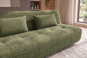 CANAPEA EXTENSIBILA ELYPSE 200CM, 3 LOCURI, REALIZATA DIN LEMN MASIV SI TEXTIL CHENILLE, CULOARE VERDE, INVICTA INTERIOR - Img 5
