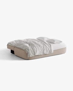 CANAPEA EXTENSIBILA HENA, CU 3 LOCURI, CAPPUCCINO, 205X112 CM, TAPITAT CU TAPITERIE DIN TEXTIL STRUCTURAT MOLYBDEN, MICADONI - Img 4