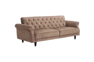 CANAPEA EXTENSIBILA MAISON BELLE 220CM, REALIZATA DIN LEMN SI CATIFEA, CULOARE GRI, INVICTA INTERIOR - Img 5