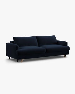 CANAPEA EXTENSIBILA NAOMI, CU 3 LOCURI, ALBASTRU ROYAL, 233X110 CM, TAPITAT CU TAPITERIE DIN TEXTIL CATIFEA SALVADOR, MICADONI - Img 6