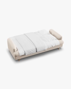 CANAPEA EXTENSIBILA NAOMI, CU 3 LOCURI, BEJ, 233X110 CM, TAPITAT CU TAPITERIE DIN TEXTIL STRUCTURAT LIBERTY, MICADONI - Img 3