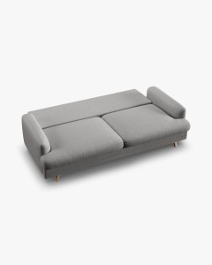 CANAPEA EXTENSIBILA NAOMI, CU 3 LOCURI, MELANJ GRI CENUSIU, 233X110 CM, TAPITAT CU TAPITERIE DIN TEXTIL STRUCTURAT LIBERTY, MICADONI - Img 5