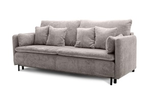 CANAPEA EXTENSIBILA PILLOW, BEJ DESCHIS, CONFECTIONATA DIN CATIFEA, METAL SI SPUMA, STIL MODERN - Img 2