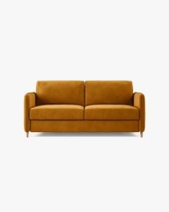 CANAPEA EXTENSIBILA SIMO, GALBEN, 225X94 CM, TAPITAT CU TAPITERIE DIN TEXTIL CATIFEA SALVADOR, MICADONI