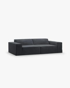 CANAPEA JODIE, CU 3 LOCURI, 204X99 CM, GRI ALBASTRU, TAPITAT CU TAPITERIE DIN TEXTIL STRUCTURAT LINS, MICADONI - Img 2