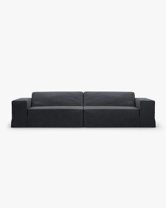 CANAPEA JODIE, CU 4 LOCURI, 244X99 CM, GRI ALBASTRU, TAPITAT CU TAPITERIE DIN TEXTIL STRUCTURAT LINS, MICADONI