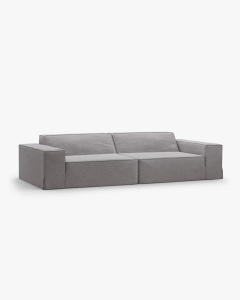 CANAPEA JODIE, CU 4 LOCURI, 244X99 CM, GRI CALD, TAPITAT CU TAPITERIE DIN TEXTIL STRUCTURAT LINS, MICADONI - Img 2