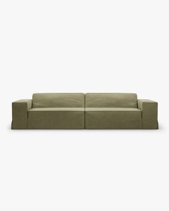 CANAPEA JODIE, CU 4 LOCURI, 244X99 CM, VERDE DESCHIS, TAPITAT CU TAPITERIE DIN TEXTIL STRUCTURAT LINS, MICADONI
