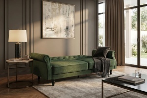 CANAPEA LIVING EXTENSIBILA MAISON, 220CM, DIN LEMN SI MATERIAL TEXTIL FOARTE FIN( CATIFEA), CULOARE VERDE, INVICTA INTERIOR - Img 3