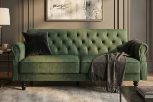 CANAPEA LIVING EXTENSIBILA MAISON, 220CM, DIN LEMN SI MATERIAL TEXTIL FOARTE FIN( CATIFEA), CULOARE VERDE, INVICTA INTERIOR - Img 13