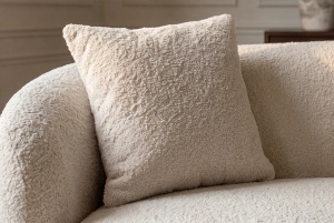 CANAPEA LIVING SEMIROTUNDA ELEMENTS, 180CM, 2 LOCURI, DIN LEMN SI MATERIAL BOUCLE, CULOARE BEJ, INVICTA INTERIOR - Img 5