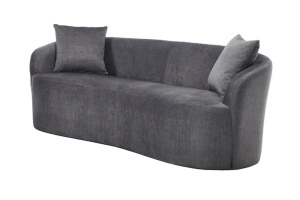 CANAPEA LIVING SEMIROTUNDA ELEMENTS, 180CM, 2 LOCURI, DIN LEMN SI MATERIAL CATIFEA, CULOARE GRI GRAFIT, INVICTA INTERIOR