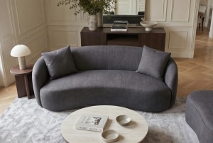CANAPEA LIVING SEMIROTUNDA ELEMENTS, 180CM, 2 LOCURI, DIN LEMN SI MATERIAL CATIFEA, CULOARE GRI GRAFIT, INVICTA INTERIOR - Img 11