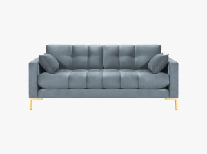 CANAPEA MAMAIA, 2 LOCURI, 152 CM, ALBASTRU DESCHIS 06/AURIU, TAPITERIE DIN CATIFEA, DESIGN DEOSEBIT - Img 3