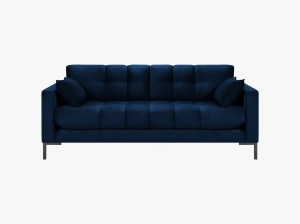 CANAPEA MAMAIA, 2 LOCURI, 152 CM, ALBASTRU ROYAL 86/NEGRU, TAPITERIE DIN CATIFEA, DESIGN DEOSEBIT - Img 3