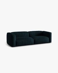 CANAPEA MARTINA, CU 3 LOCURI, ALBASTRU INCHIS, 244 CM, CU TAPITERIE DIN TEXTIL CATIFEA VOGUE, MICADONI - Img 2