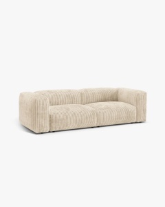 CANAPEA MARTINA, CU 3 LOCURI, BEJ DESCHIS, 244 CM, CU TAPITERIE DIN TEXTIL CORDOI TILIA, MICADONI - Img 2