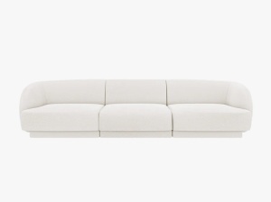 CANAPEA MILEY, CU 3 LOCURI, ALB, CU TAPITERIE DIN TEXTIL BOUCLE BALOO, MICADONI - Img 2