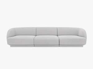 CANAPEA MILEY, CU 3 LOCURI, GRI DESCHIS, CU TAPITERIE DIN TEXTIL BOUCLE BALOO, MICADONI - Img 2