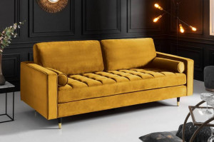 CANAPEA MODERNA DIN CATIFEA, 220CM, GALBEN MUSTAR, ARTIM GROUP SELECTION - Img 1