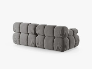 CANAPEA MODULARA BELLIS, CU 2 LOCURI, GRI DESCHIS, CU TAPITERIE DIN CATIFE BLUVEL, MICADONI - Img 3