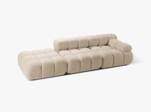 CANAPEA MODULARA BELLIS, PE STANGA, BEJ DESCHIS, CU TAPITERIE DIN TEXTIL BOUCLE ROLF, MICADONI - Img 2
