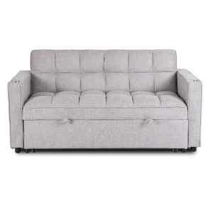 CANAPEA RABATABILA, ARTIM MEBLE, REALIZAT DIN MATERIAL TEXTIL GRI DESCHIS SI METAL, STIL MODERN - Img 4