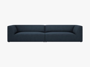 CANAPEA RUBY, CU 4 LOCURI, ALBASTRU MARIN, CU TAPITERIE DIN TEXTIL STRUCTURAT OTTAWA, MICADONI