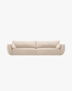 CANAPEA SPATIOASA SI CONFORTABILA KAELLE, 248 CM, CU 4 LOCURI, BEJ, CU TAPITERIE DIN TEXTIL CHENILLE OVER THE HORIZON, MICADONI